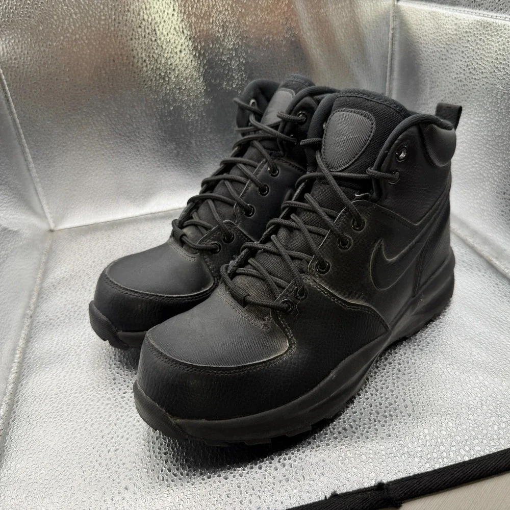 Size 6.5Y Nike Manoa LTR (GS) Mid‎ Black Kids Leather Lace-Up Boots BQ5372-001